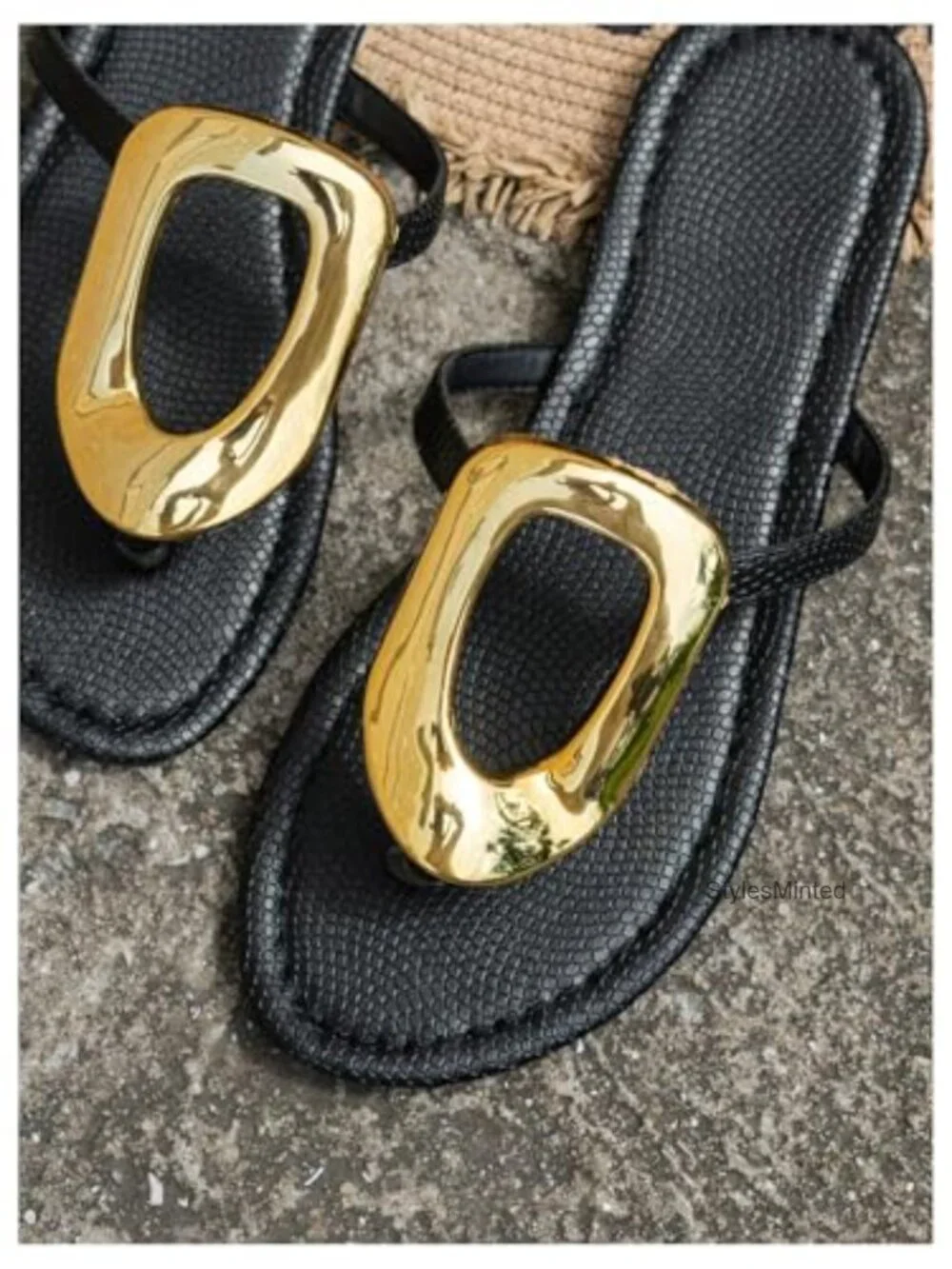 Gold Metallic Flip Flops Women's Flat Sandals Thong Slides